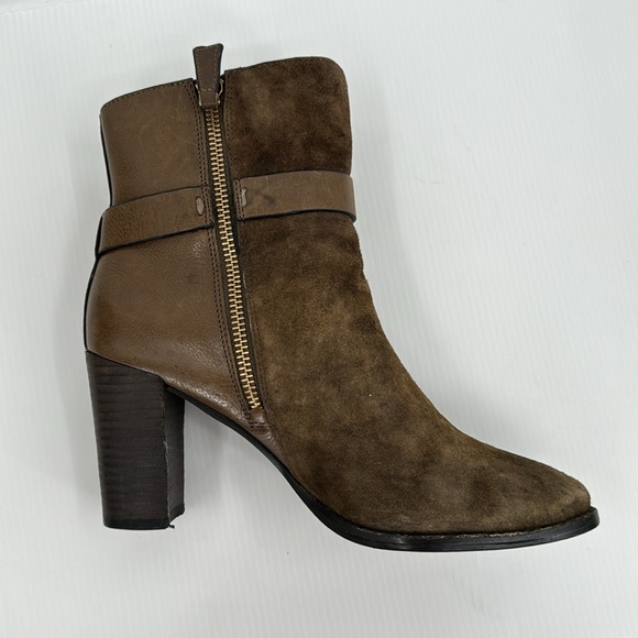 Aerin Women's Brown Leather and Suede‎ Cadiz Ankle Bootie 6M EUC Gold Hardware - Picture 6 of 12